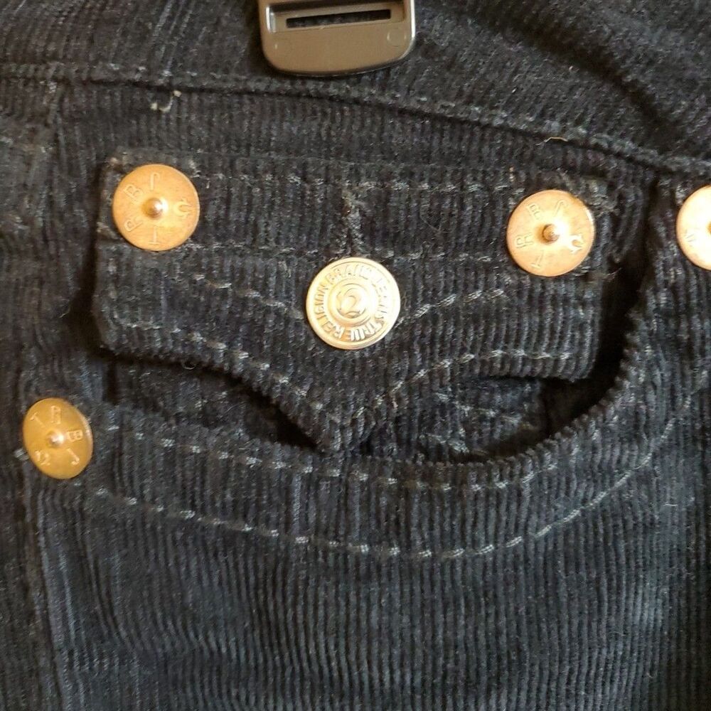 True Religion 29 Corduroy Shorts Womens Black Cuffed Y2K Made in USA Stretch - Picture 3 of 15